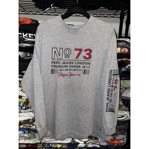 Y2K Pepe Jeans Gray Barcode Longsleeve Shirt Size Large